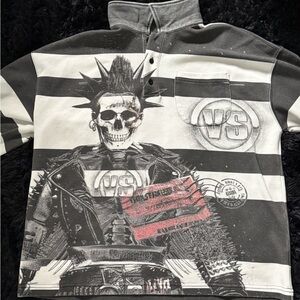 Vale Forever Black and White Punk Graphic Shirt